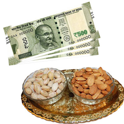 "Cash - Rs. 1500 , Pista Badam Bowls Tray - Click here to View more details about this Product